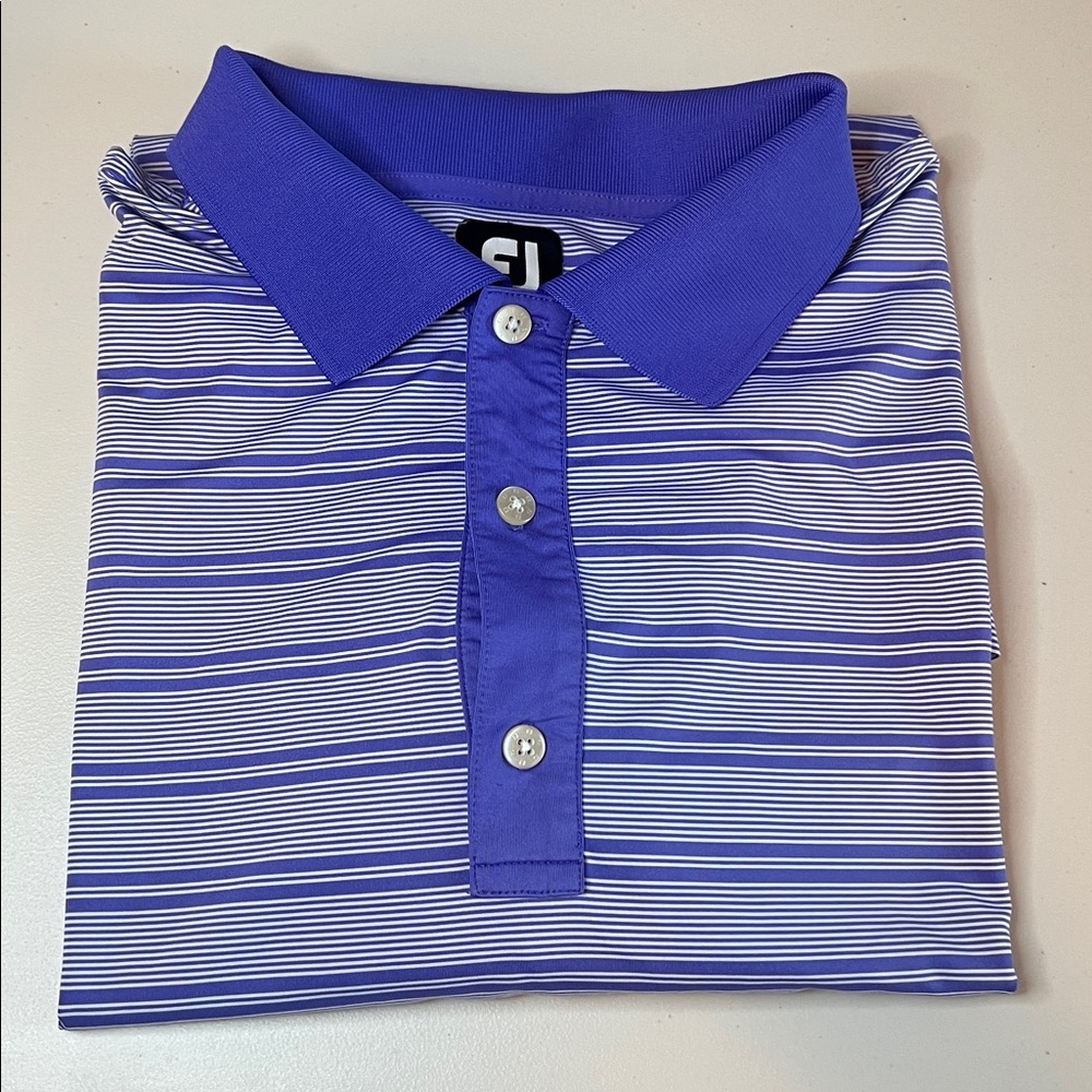 FootJoy Performance Golf Polo Purple/White Stripes Size XXL